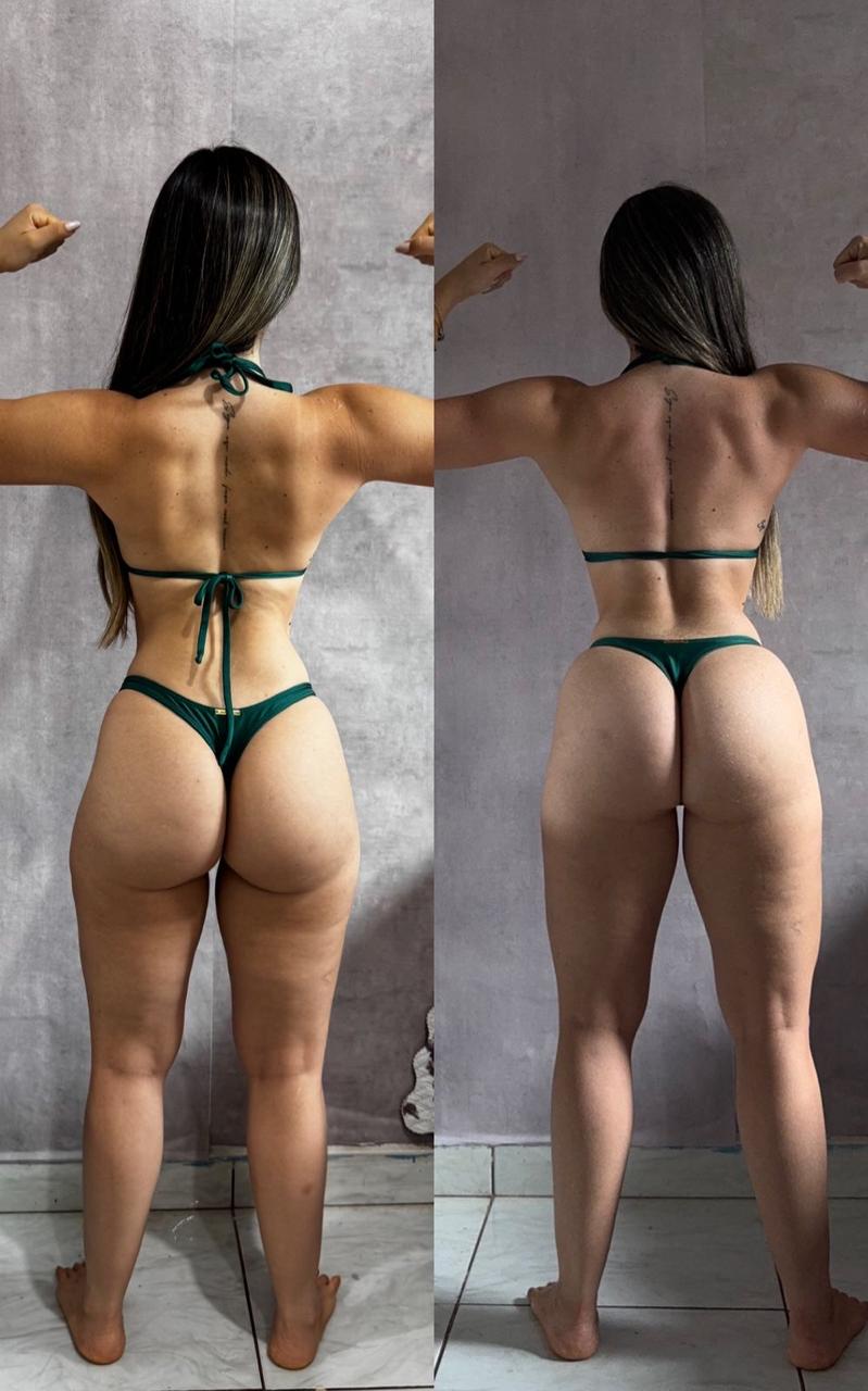 Antes e depois de aluna — transformação de glúteos