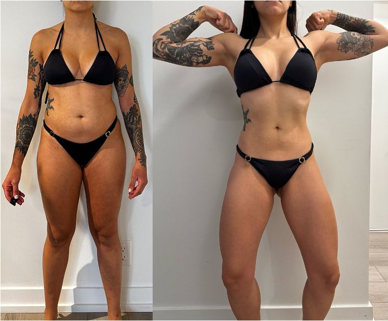 Antes e depois de aluna — definição corporal